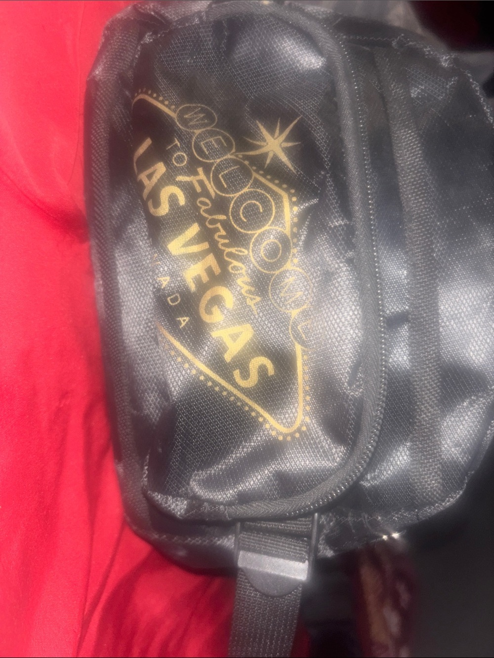 Las Vegas Black Crossbody Purse with Gold Print